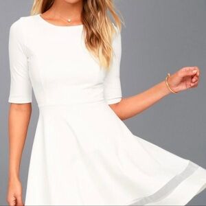 Lulu's Classic White Long Sleeve Dress